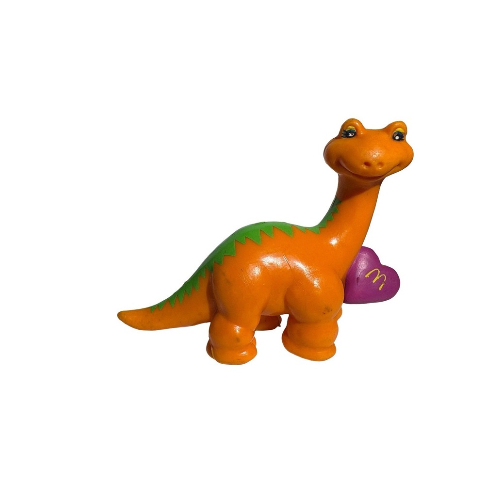 1985 McDonald's Tinosaurs Happy Meal Toy Orange Dinosaur‎ Purple Heart Dinosaur